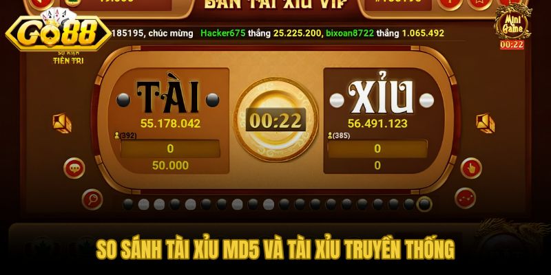 Tài xỉu MD5 và tài xỉu truyền thống khoảng cách minh bạch qua dữ liệu kỹ thuật